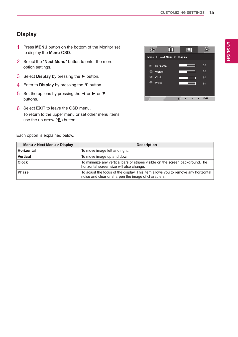 Display | LG 23M45D-B User Manual | Page 15 / 34
