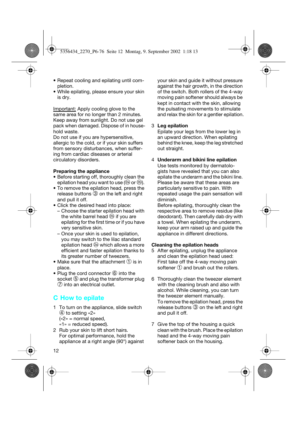 C how to epilate | Braun 2270-5317 Silk-épil EverSoft User Manual | Page 11 / 71