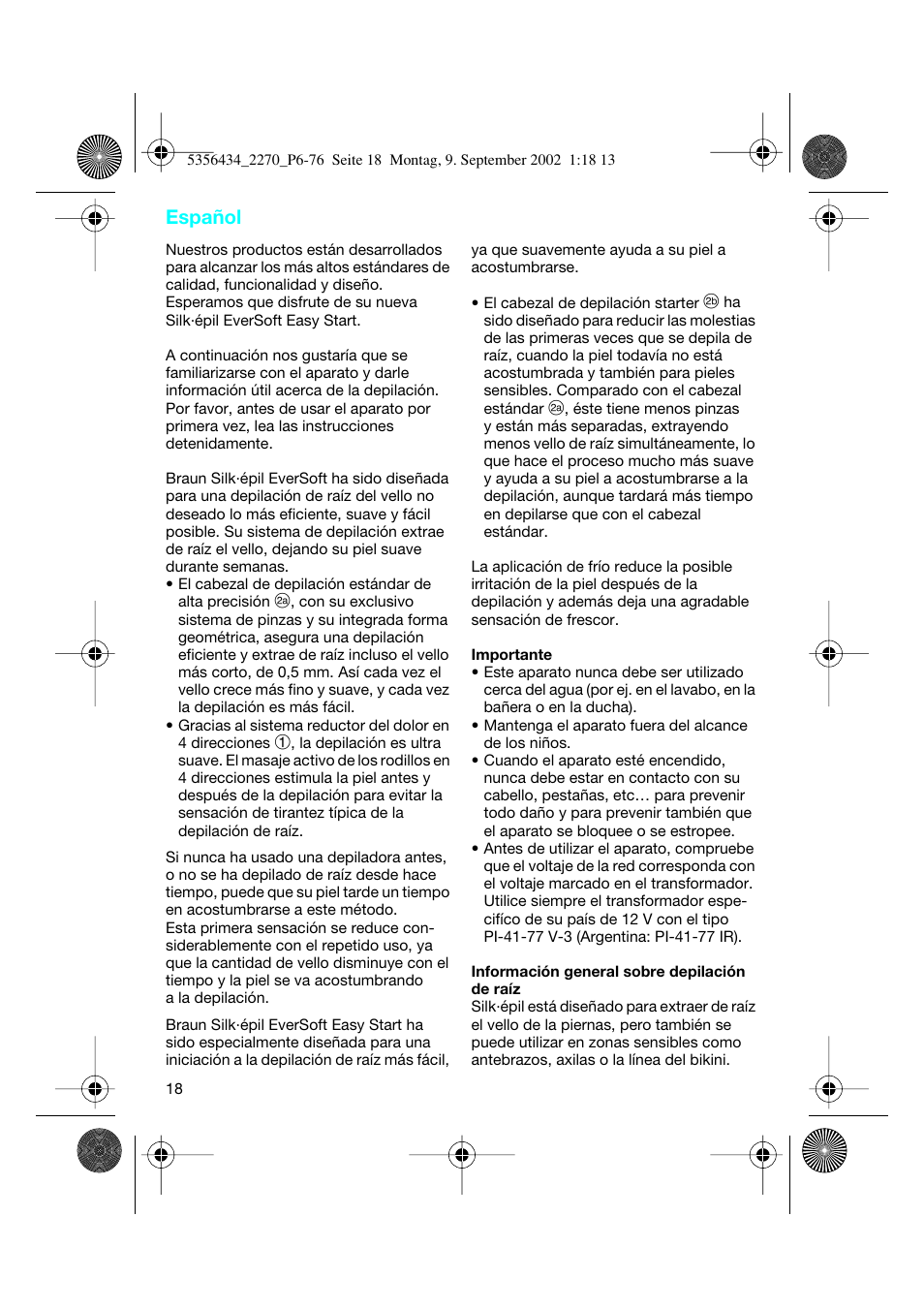 Español | Braun 2270-5317 Silk-épil EverSoft User Manual | Page 17 / 71