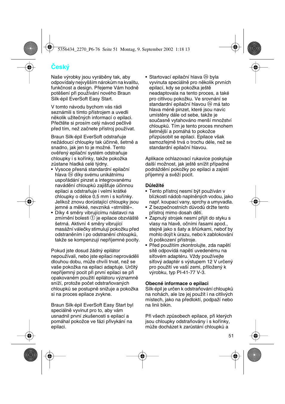 Cesky, Âesk | Braun 2270-5317 Silk-épil EverSoft User Manual | Page 50 / 71