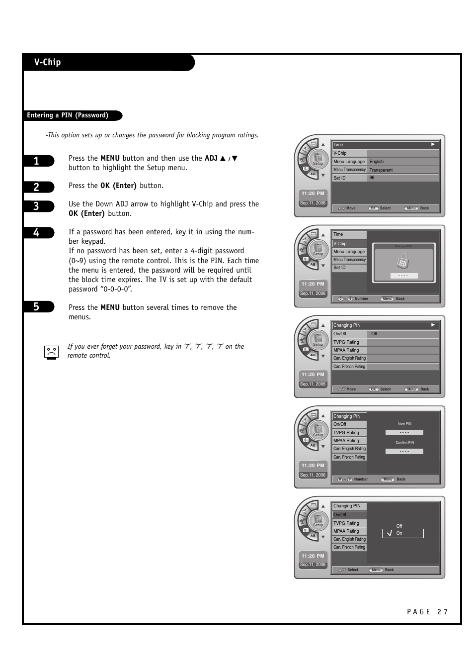 V-chip | LG L20V54S User Manual | Page 27 / 64