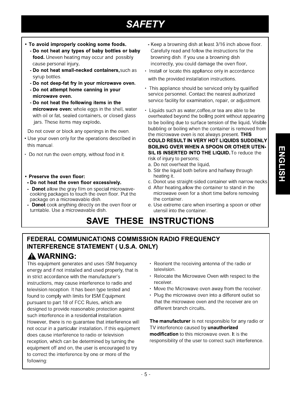 English | LG MVH1615WW User Manual | Page 5 / 25