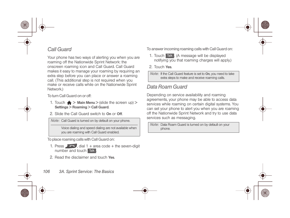 Call guard, Data roam guard | LG LGLN510 User Manual | Page 118 / 158