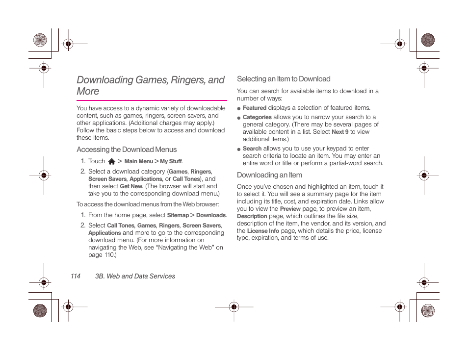 Downloading games, ringers, and more | LG LGLN510 User Manual | Page 126 / 158