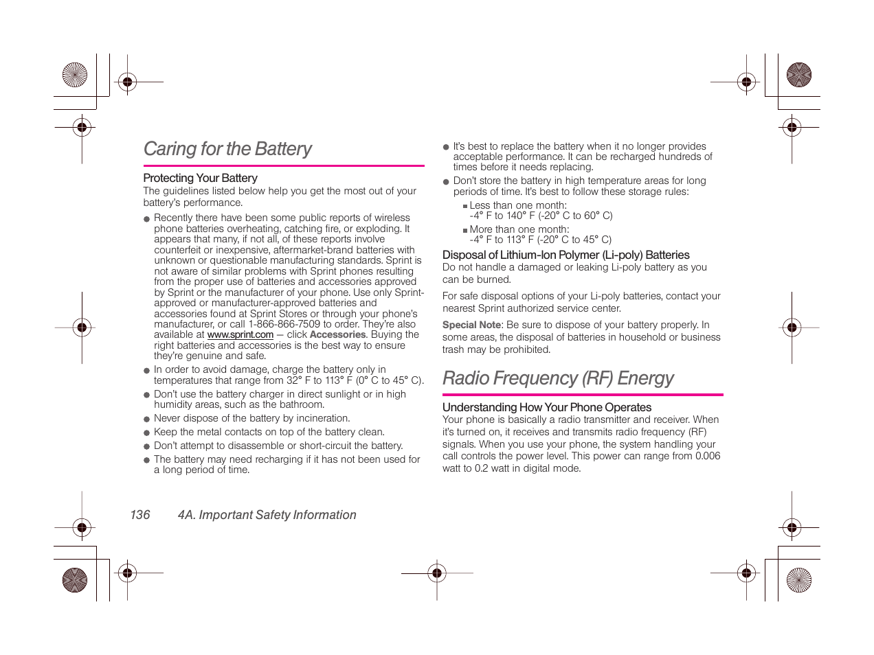 Caring for the battery, Radio frequency (rf) energy, To do so m | LG LGLN510 User Manual | Page 148 / 158