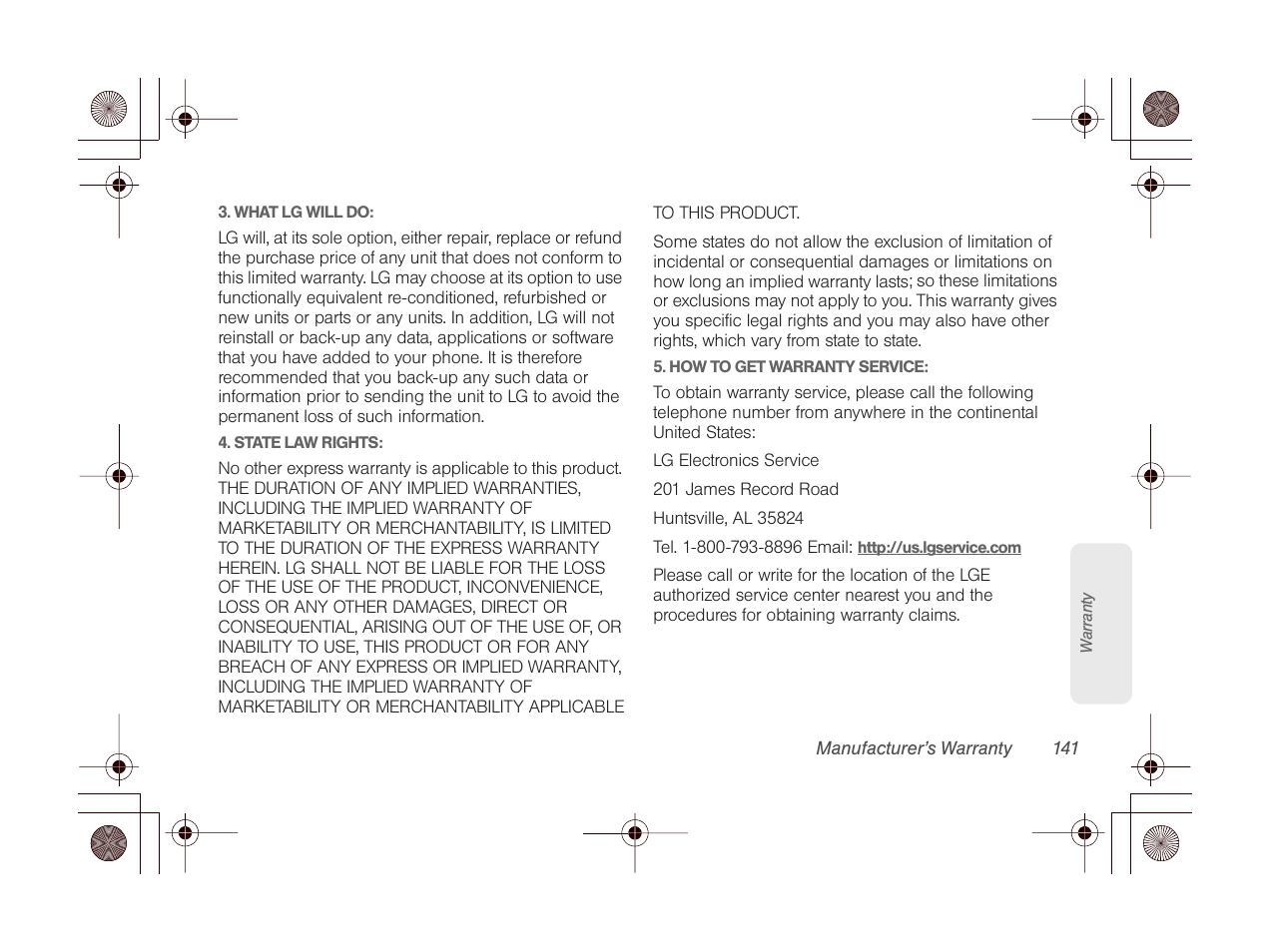 LG LGLN510 User Manual | Page 153 / 158
