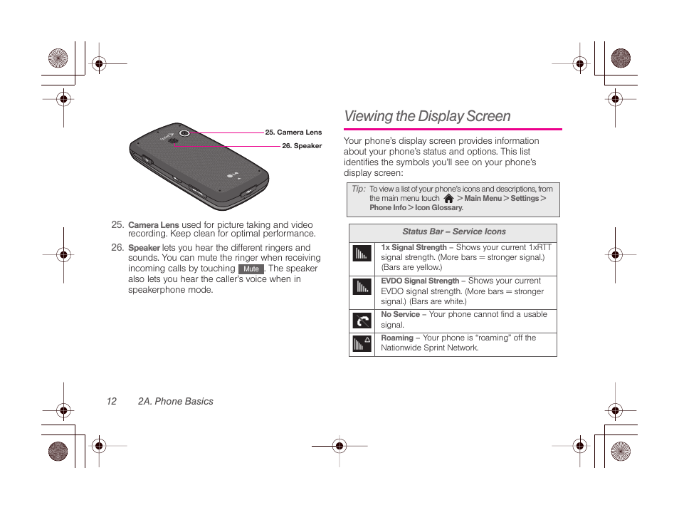 Viewing the display screen, Displaying your | LG LGLN510 User Manual | Page 24 / 158
