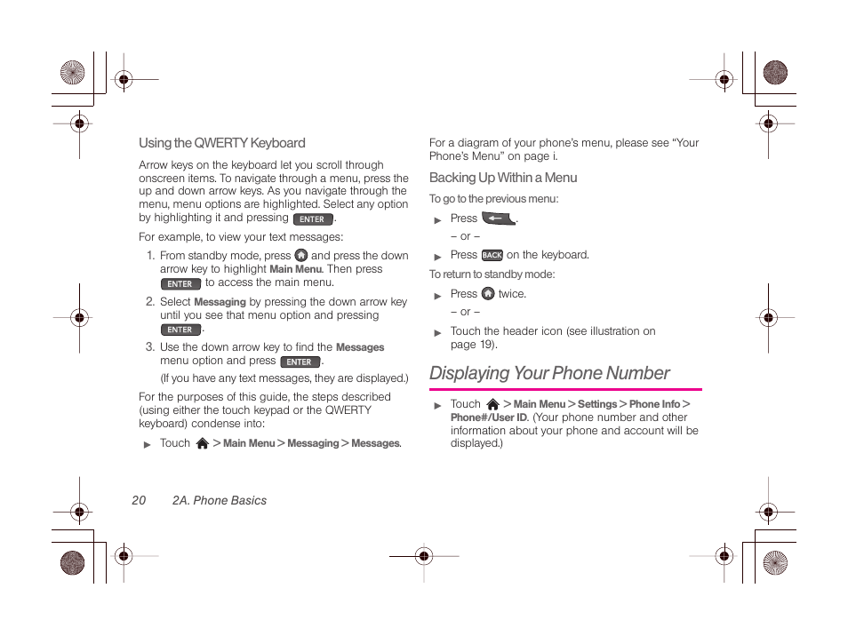Displaying your phone number, Touch | LG LGLN510 User Manual | Page 32 / 158