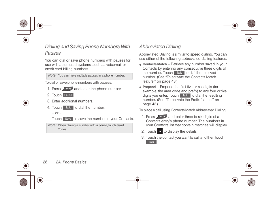 Dialing and saving phone numbers with pauses, Abbreviated dialing, Ionwide sprint network; when | Using eleven digits [1 | LG LGLN510 User Manual | Page 38 / 158