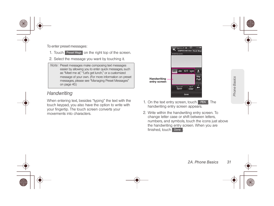 Handwriting | LG LGLN510 User Manual | Page 43 / 158