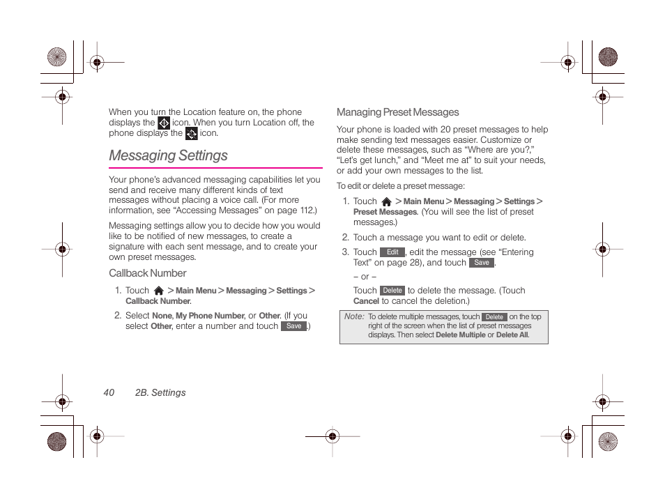 Messaging settings | LG LGLN510 User Manual | Page 52 / 158