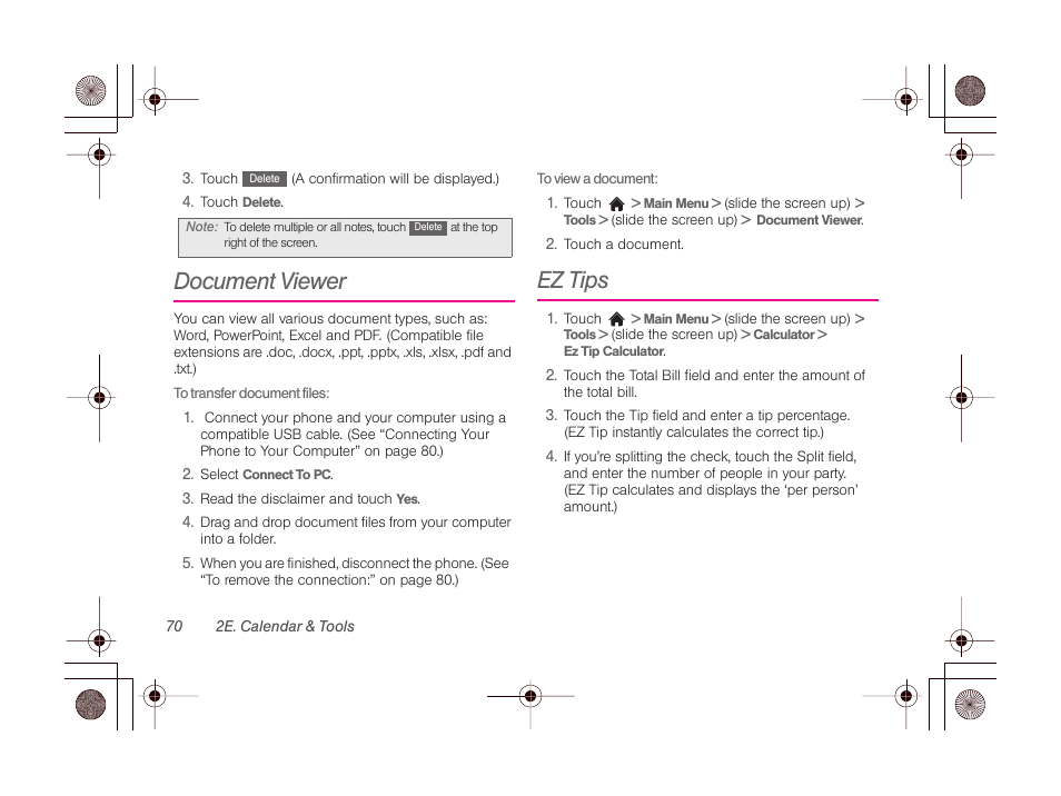 Document viewer, Ez tips | LG LGLN510 User Manual | Page 82 / 158