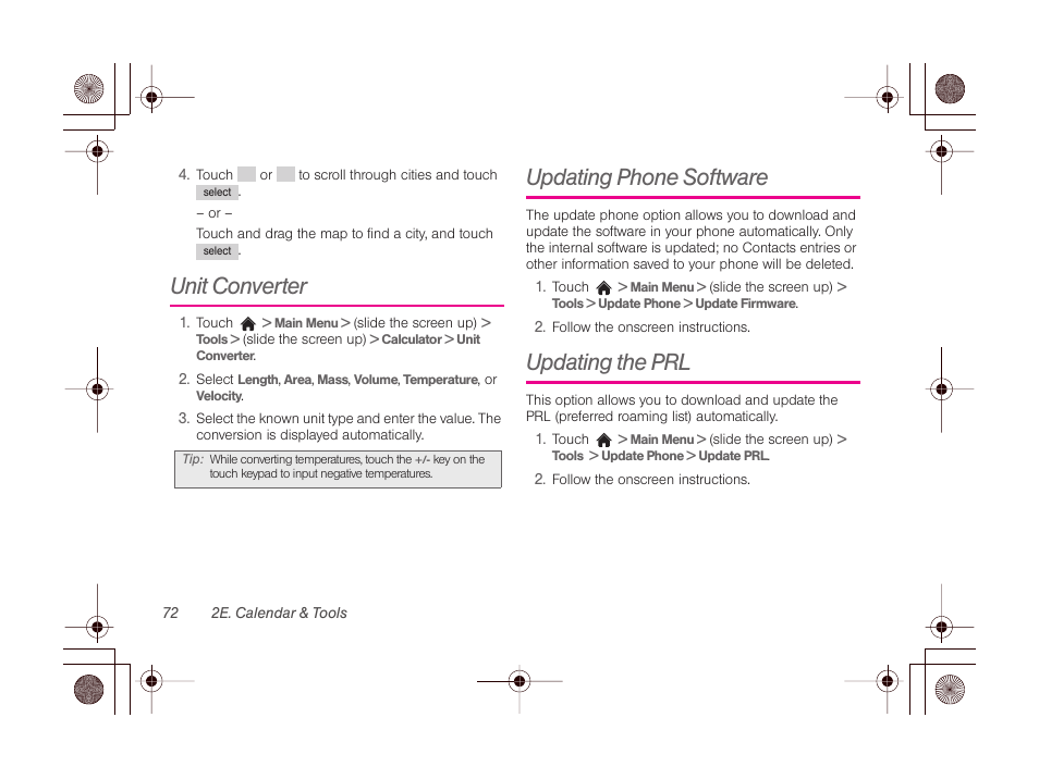 Unit converter, Updating phone software, Updating the prl | LG LGLN510 User Manual | Page 84 / 158