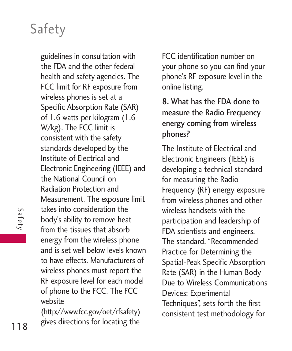Safety | LG LG840 User Manual | Page 120 / 293