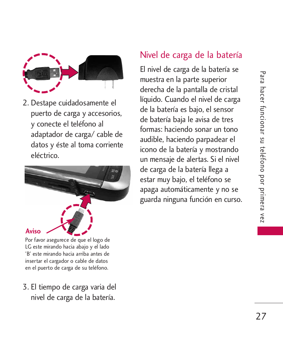 Nivel de carga de la batería | LG LG840 User Manual | Page 169 / 293