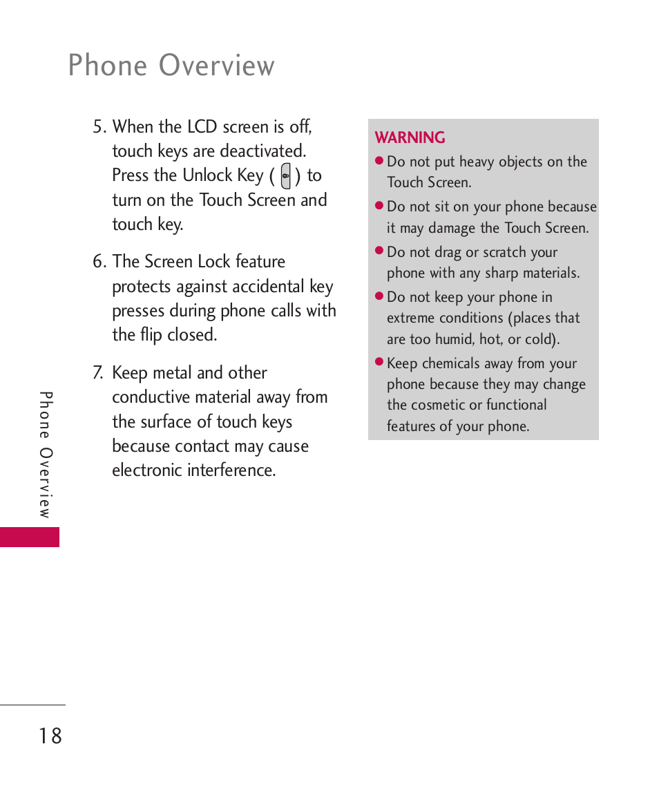 Phone overview | LG LG840 User Manual | Page 20 / 293