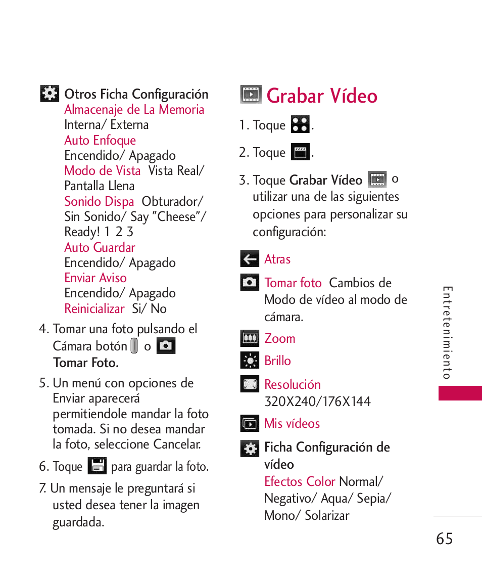 Grabar vídeo | LG LG840 User Manual | Page 207 / 293