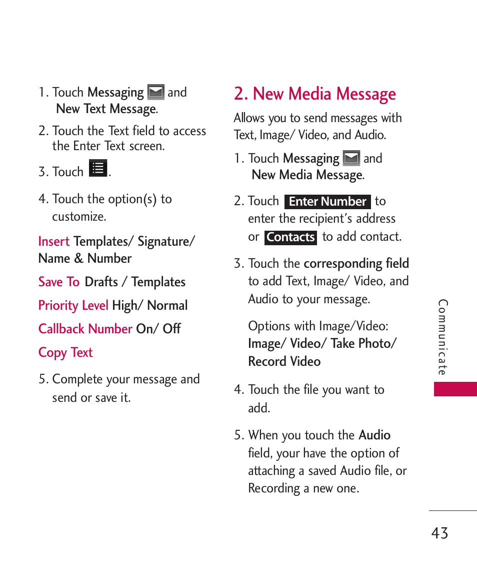 New media message | LG LG840 User Manual | Page 45 / 293