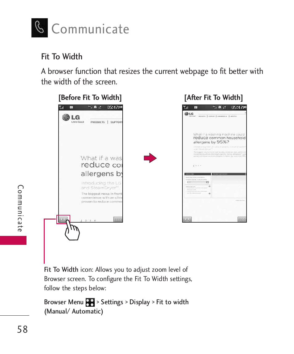 Communicate | LG LG840 User Manual | Page 60 / 293