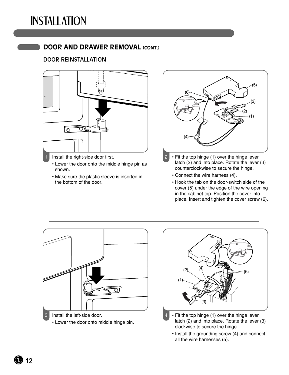 12 door and drawer removal | LG LMX21984ST User Manual | Page 12 / 45