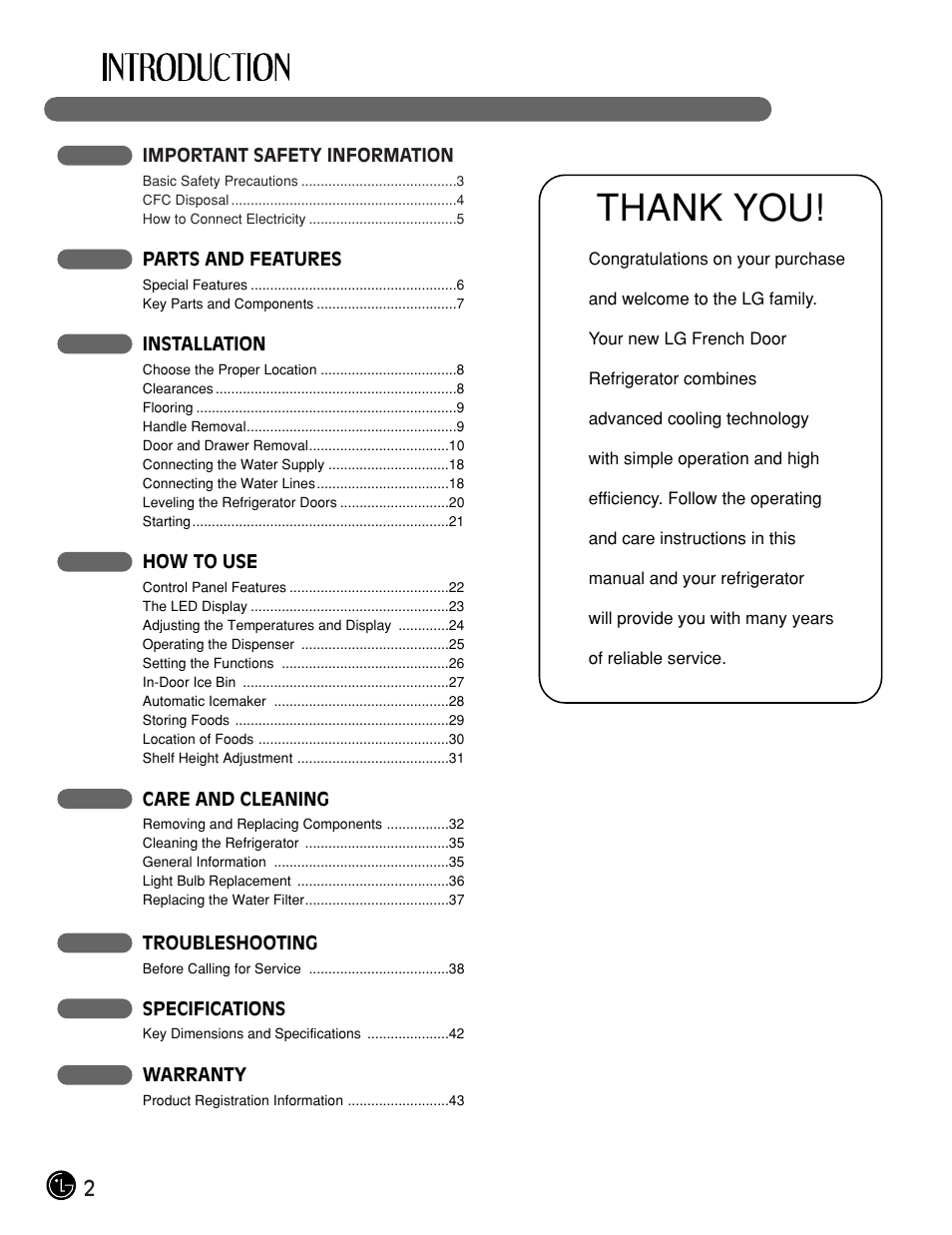 LG LMX21984ST User Manual | Page 2 / 45