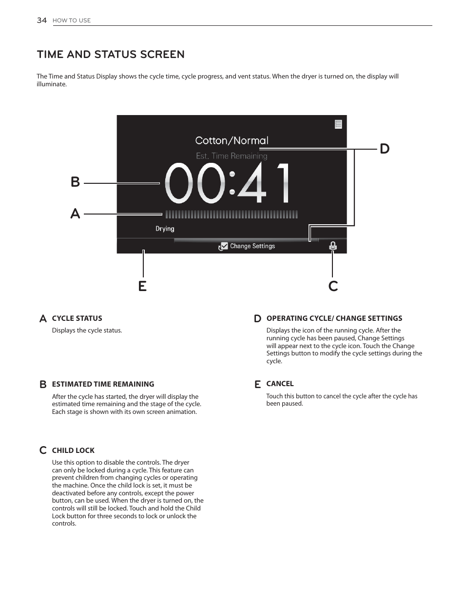Ba e c d | LG DLGX6002V User Manual | Page 34 / 108