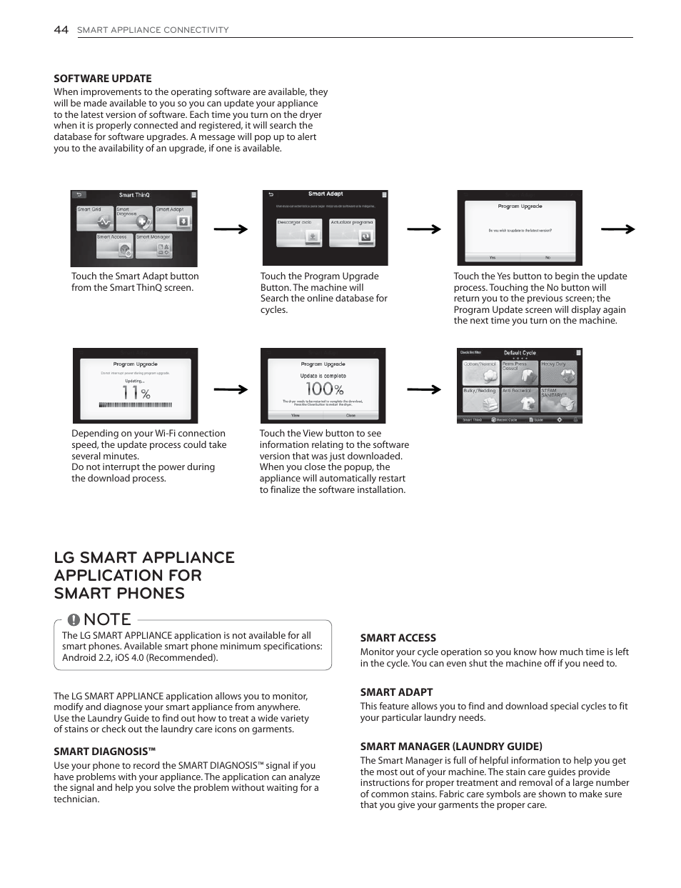 Lg smart appliance application for smart phones | LG DLGX6002V User Manual | Page 44 / 108