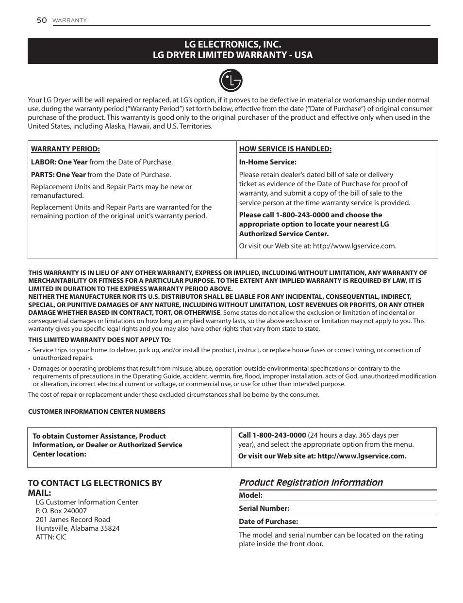 LG DLGX6002V User Manual | Page 50 / 108