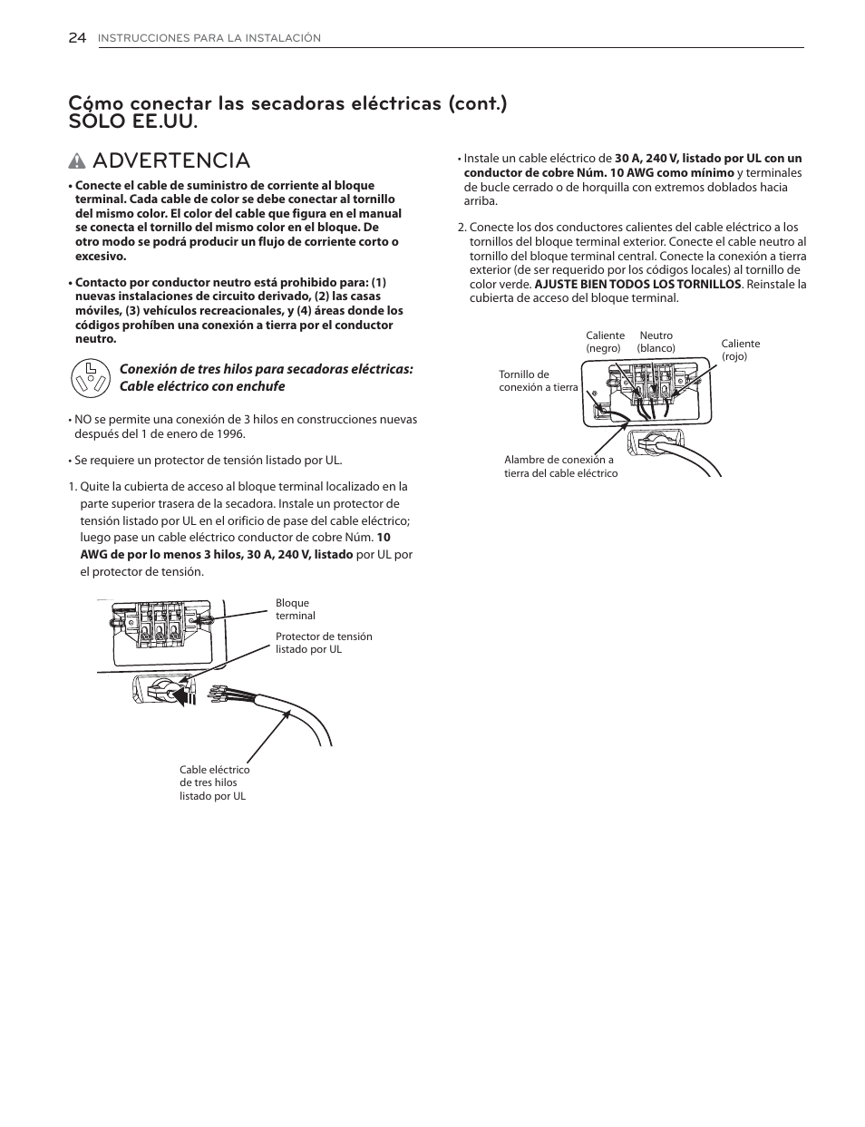 Advertencia | LG DLGX6002V User Manual | Page 74 / 108