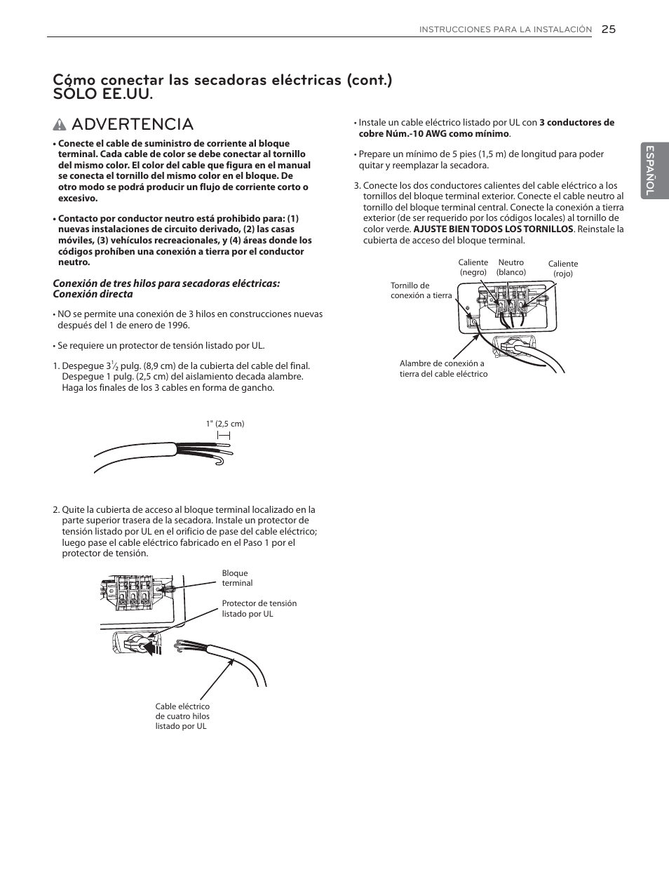 Advertencia | LG DLGX6002V User Manual | Page 75 / 108