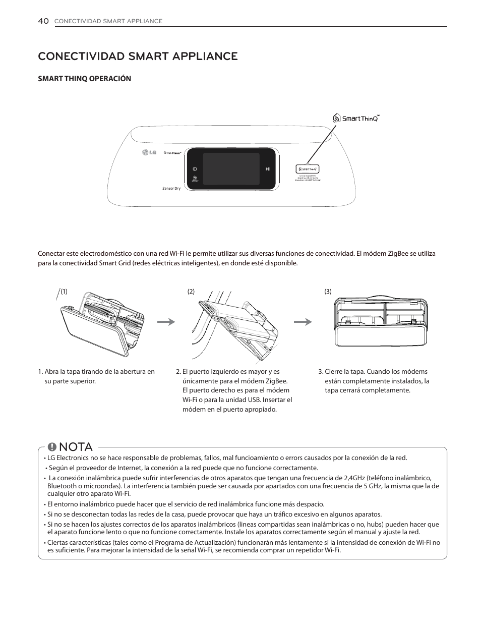 Nota, Conectividad smart appliance | LG DLGX6002V User Manual | Page 90 / 108