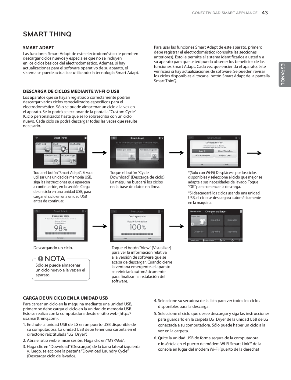 Nota, Smart thinq | LG DLGX6002V User Manual | Page 93 / 108