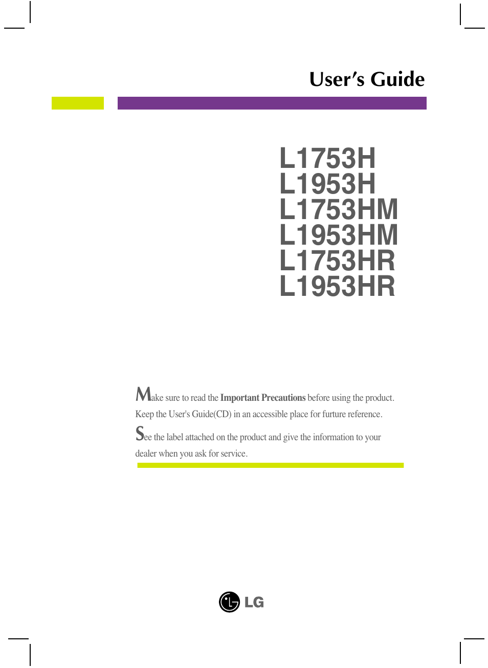 LG L1953H-BF User Manual | 30 pages