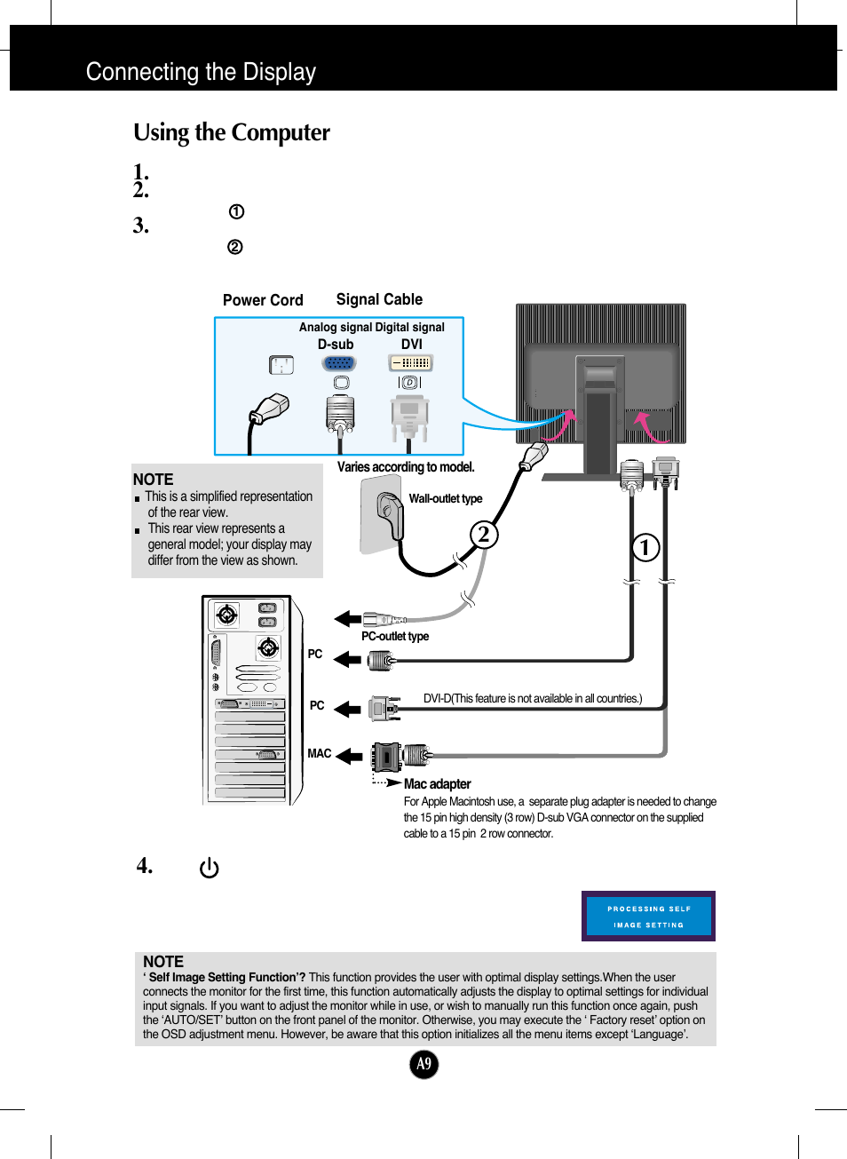Using the computer, Connecting the display using the computer | LG L1953H-BF User Manual | Page 10 / 30