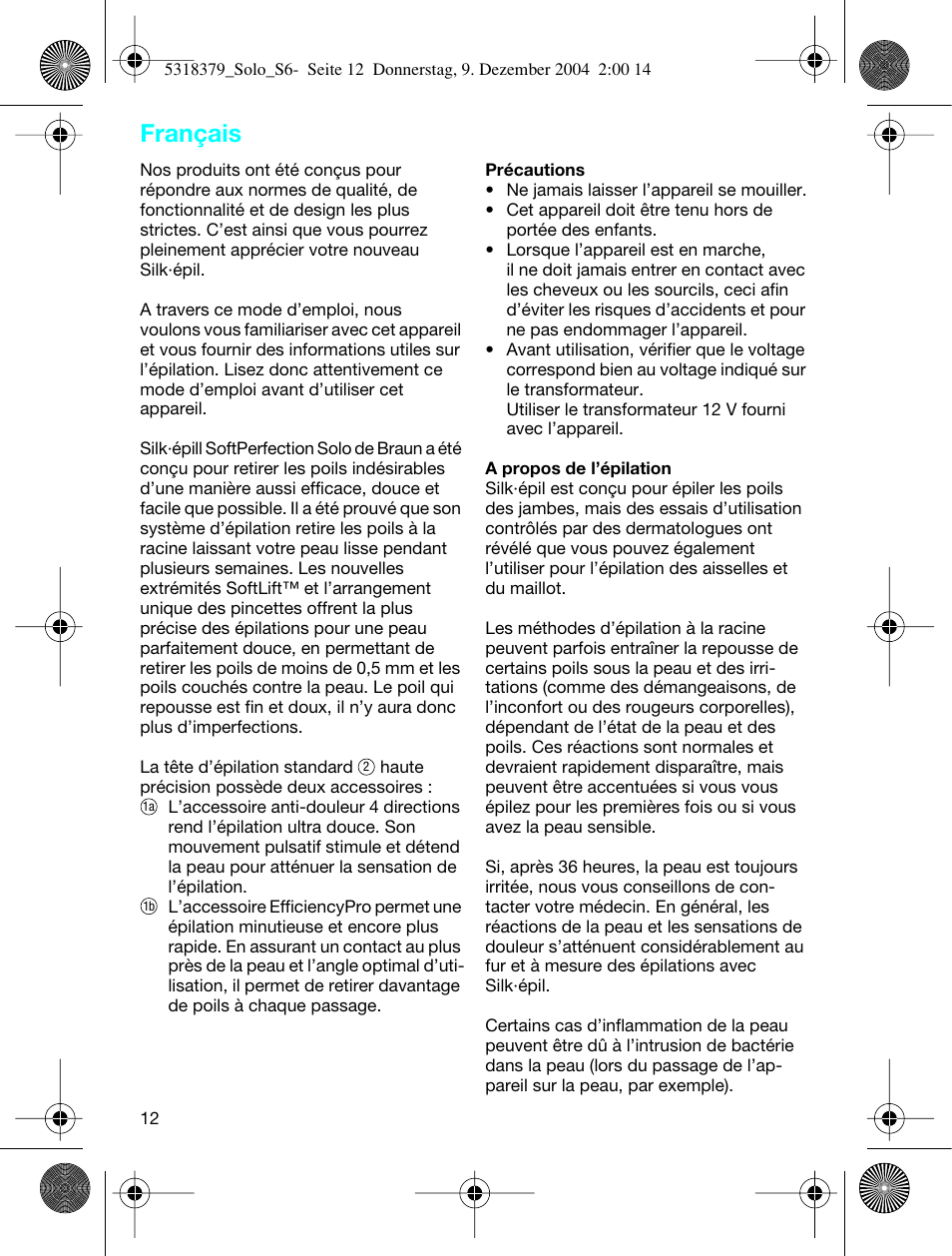 Français | Braun 3170 Solo User Manual | Page 11 / 57