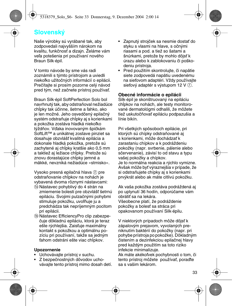Slovensk | Braun 3170 Solo User Manual | Page 32 / 57