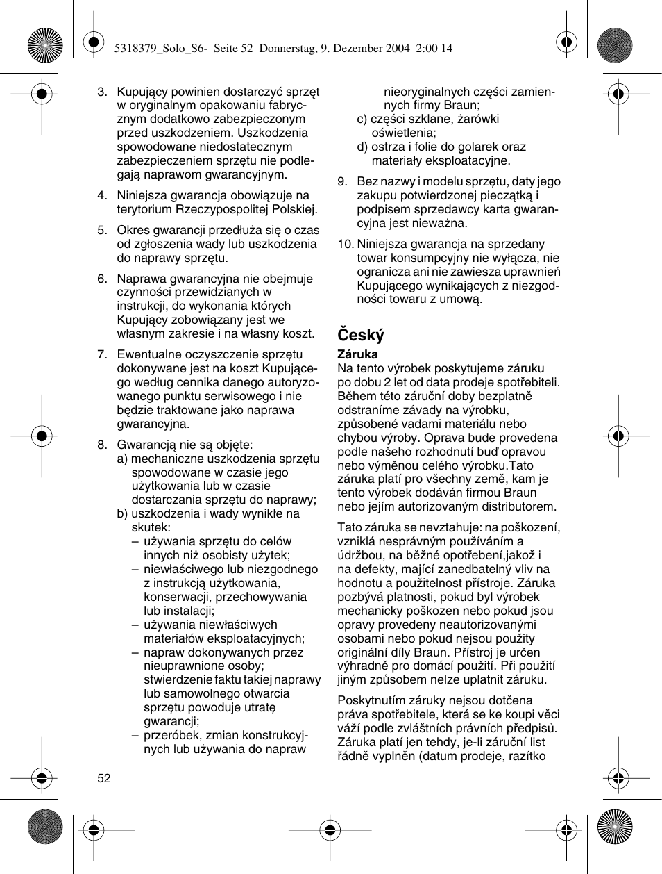 Âesk | Braun 3170 Solo User Manual | Page 51 / 57