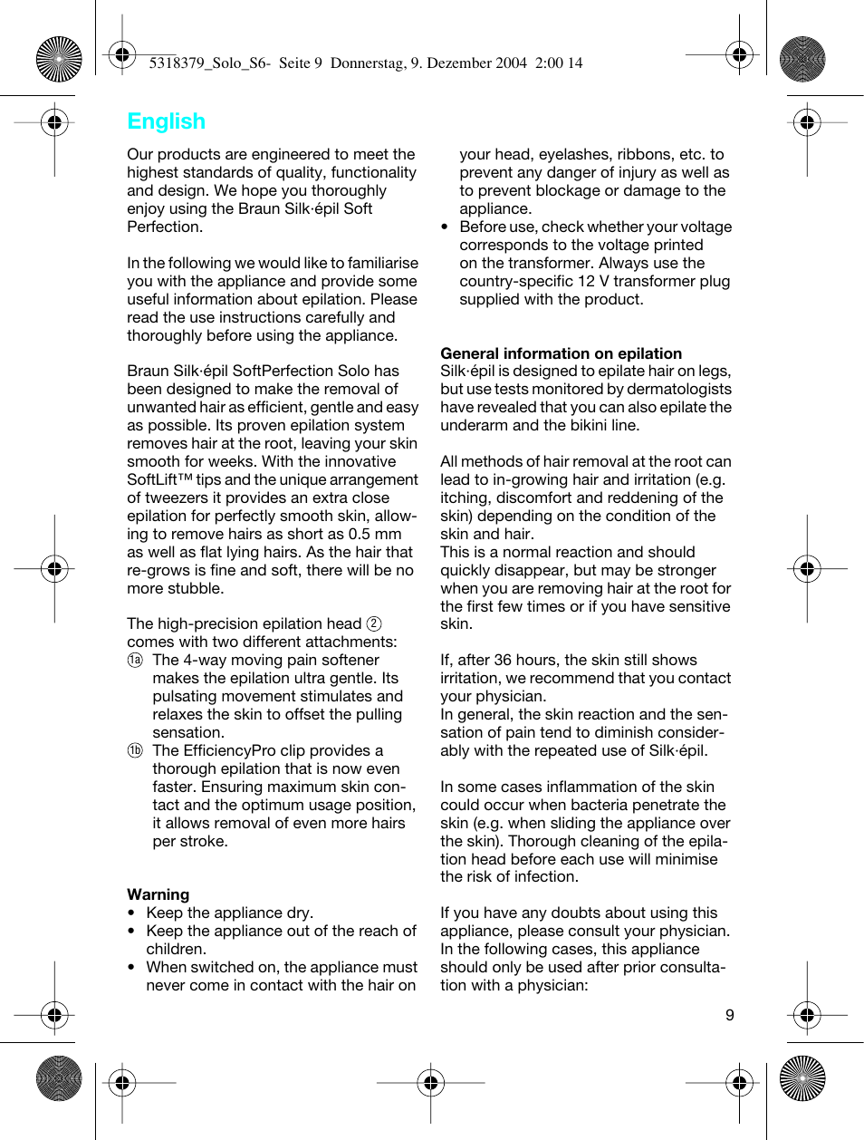 English | Braun 3170 Solo User Manual | Page 8 / 57