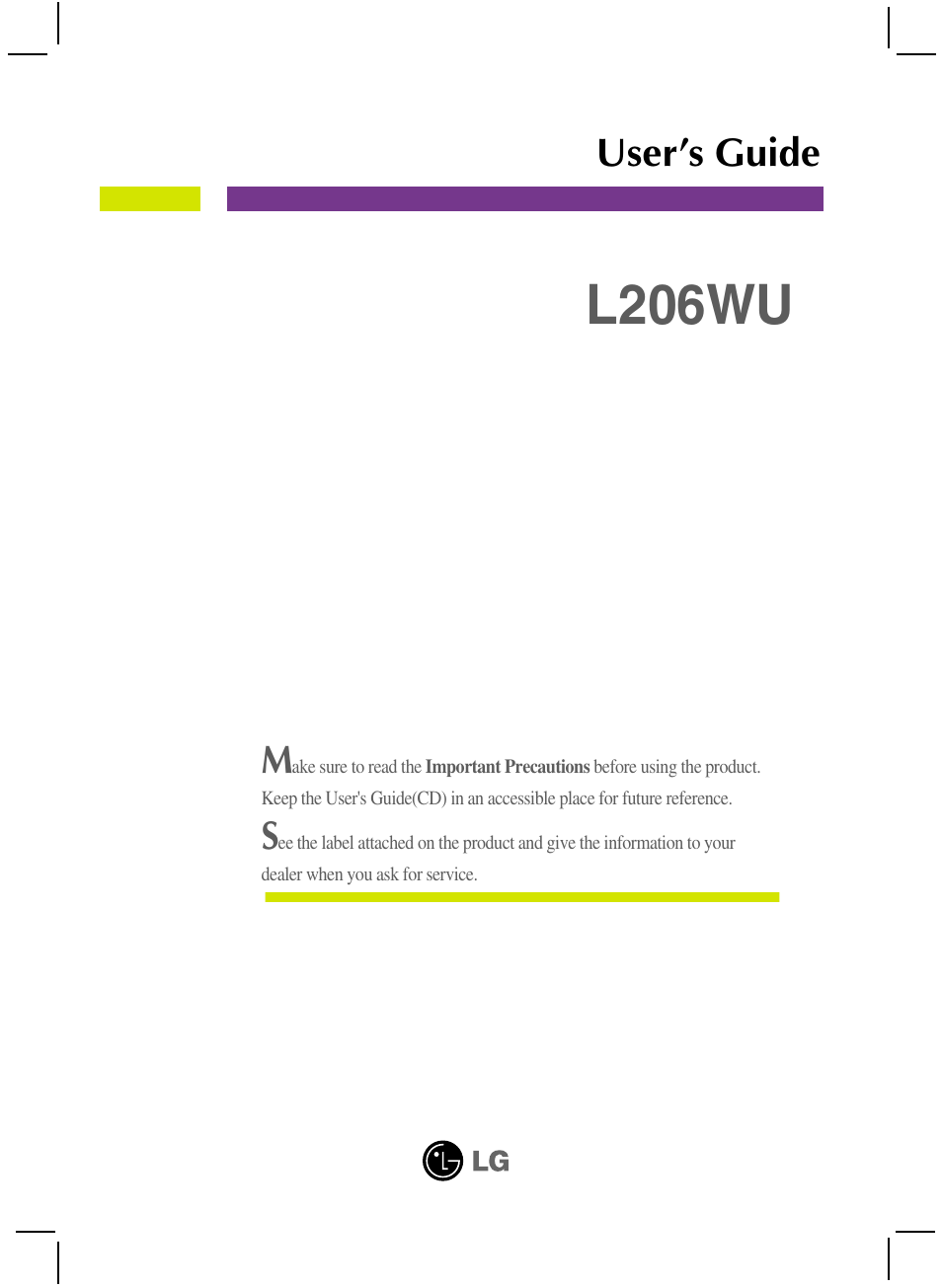 LG L206WU-PF User Manual | 28 pages