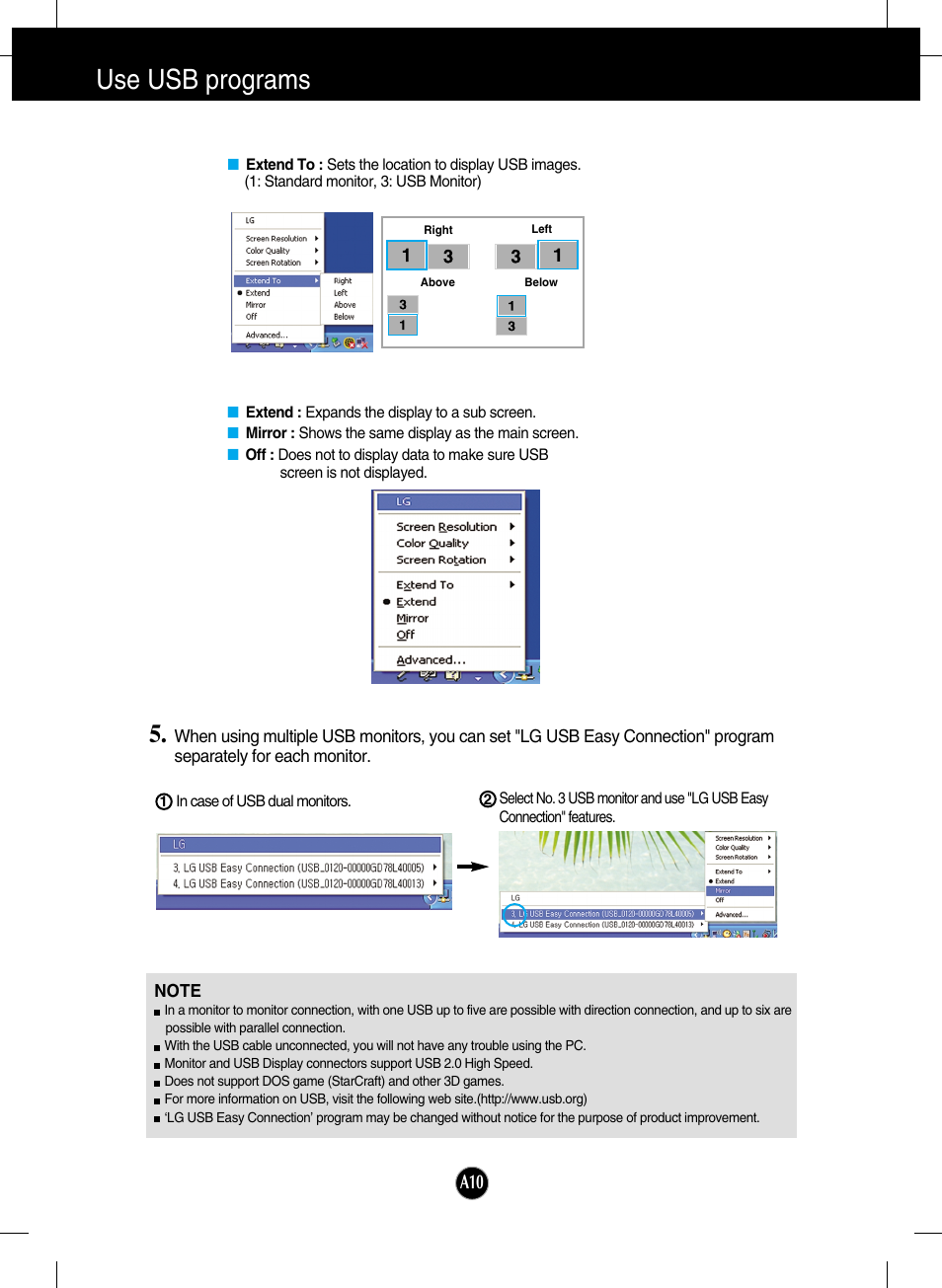 Use usb programs | LG L206WU-PF User Manual | Page 11 / 28