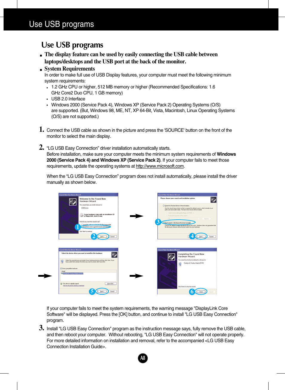 Use usb programs | LG L206WU-PF User Manual | Page 9 / 28