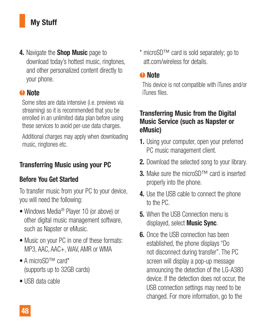 LG A380 User Manual | Page 48 / 114