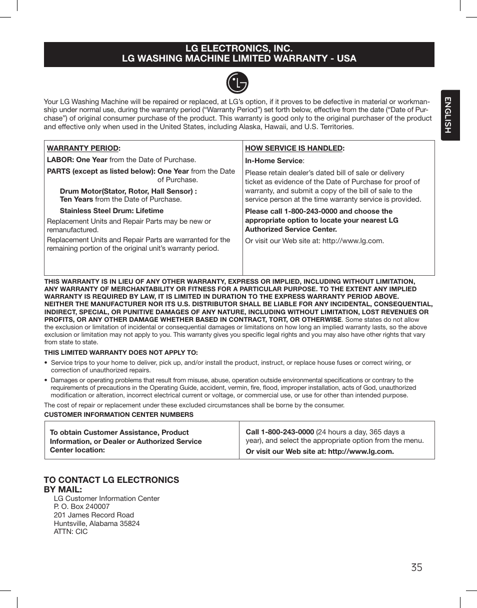 LG WM3360HWCA User Manual | Page 35 / 108