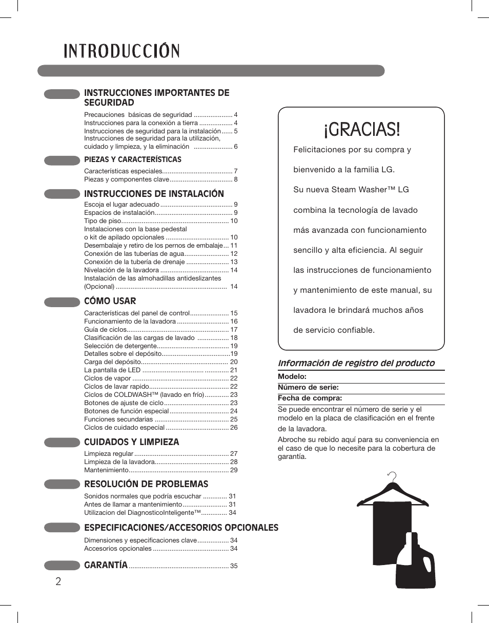 Gracias | LG WM3360HWCA User Manual | Page 38 / 108