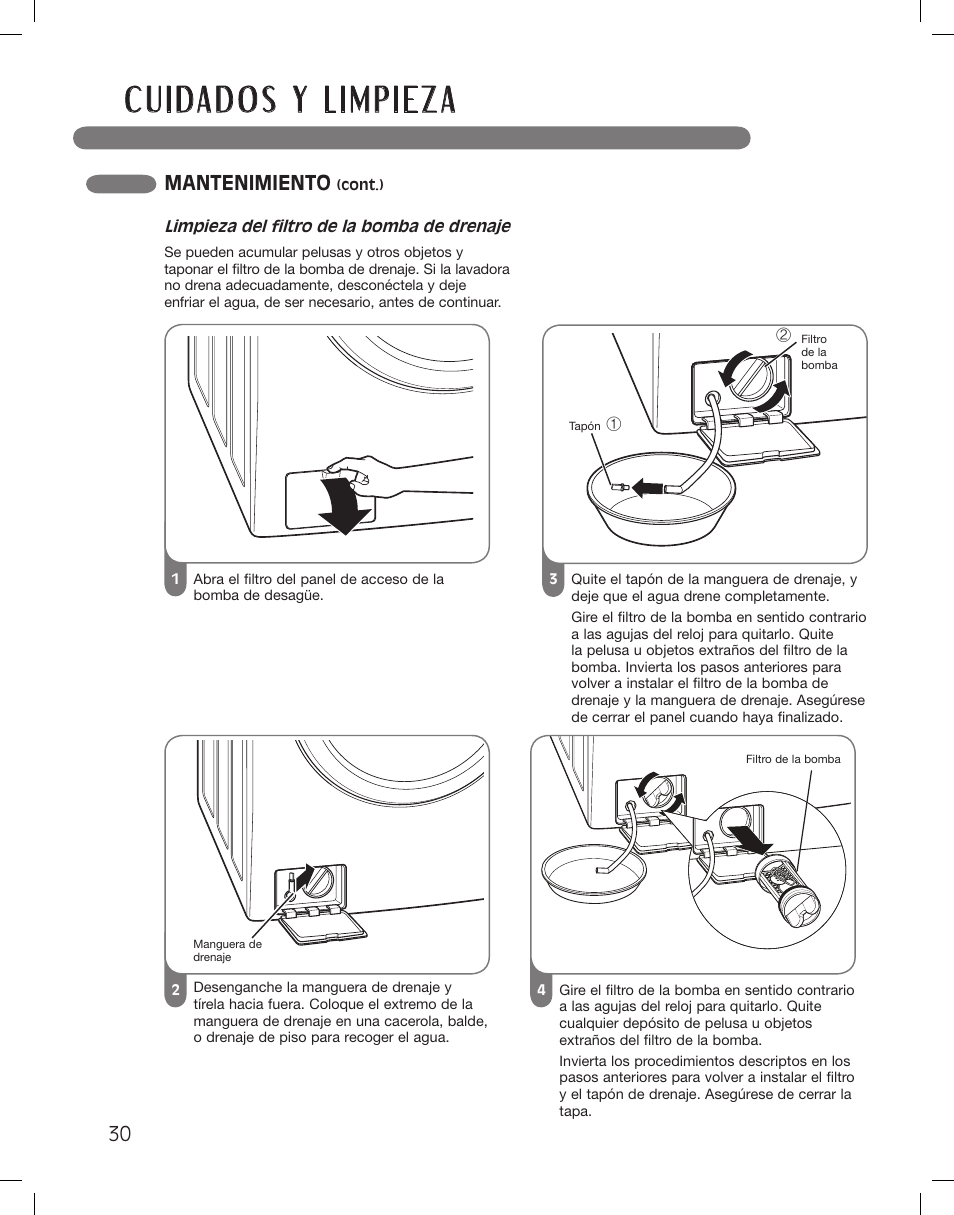 Mantenimiento | LG WM3360HWCA User Manual | Page 66 / 108