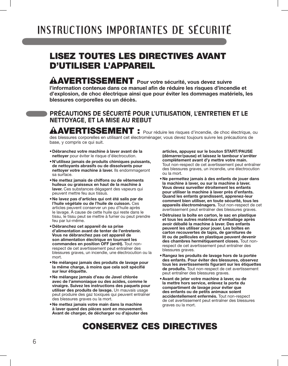 Wavertissement | LG WM3360HWCA User Manual | Page 78 / 108