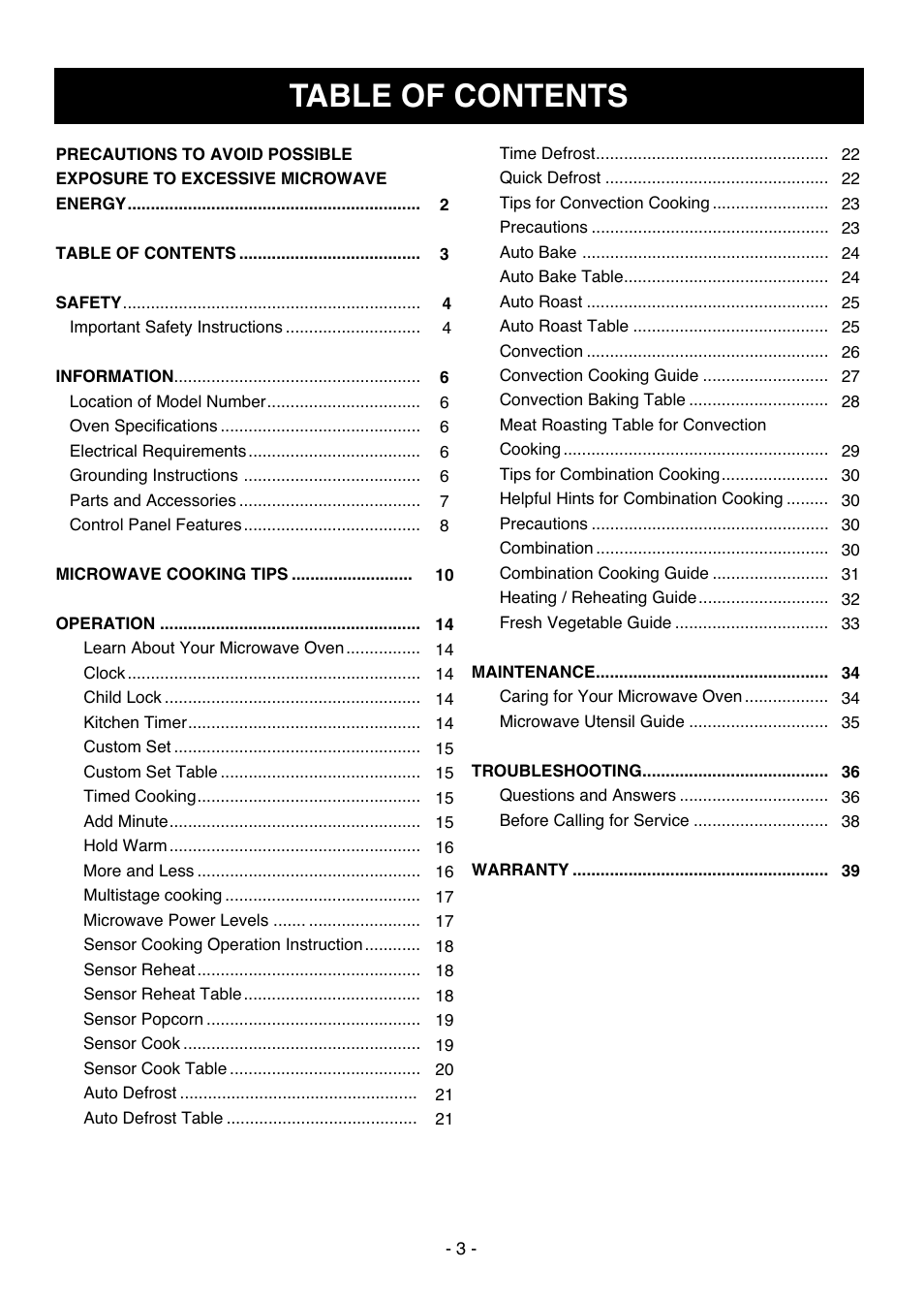 LG LCSC1513ST User Manual | Page 3 / 40