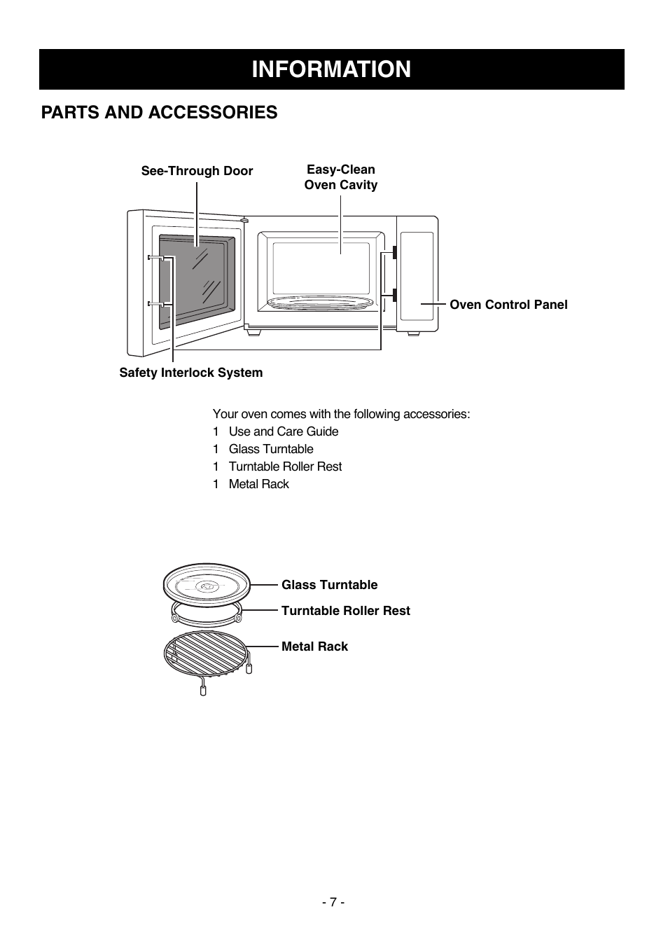 Information, Parts and accessories | LG LCSC1513ST User Manual | Page 7 / 40