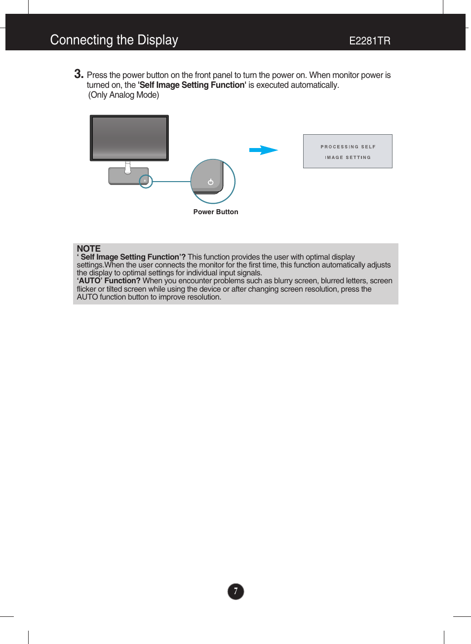 Connecting the display | LG E2281VR-BN User Manual | Page 8 / 35