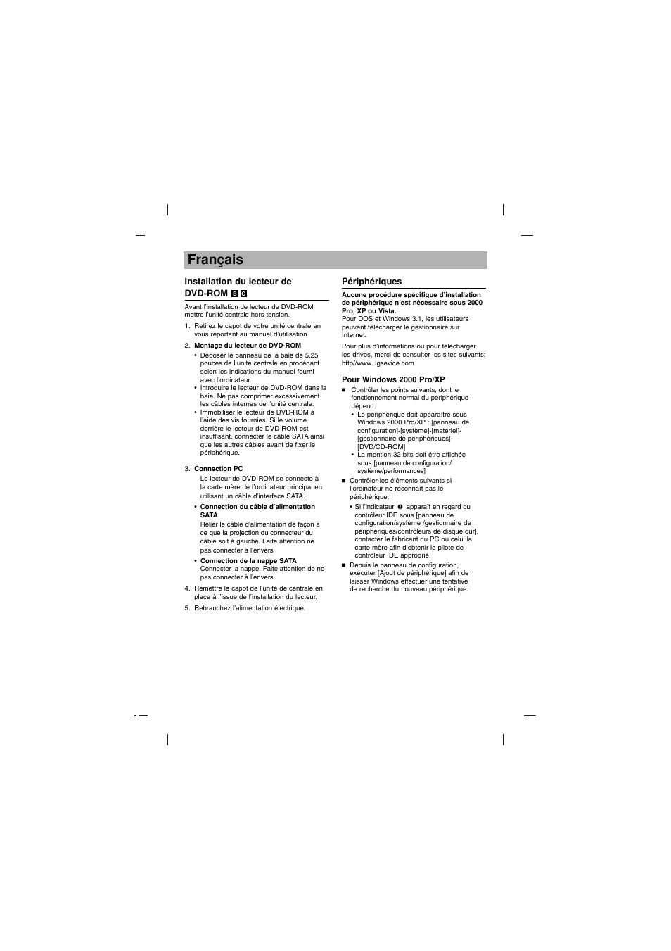 Français | LG DH16NS10 User Manual | Page 12 / 16